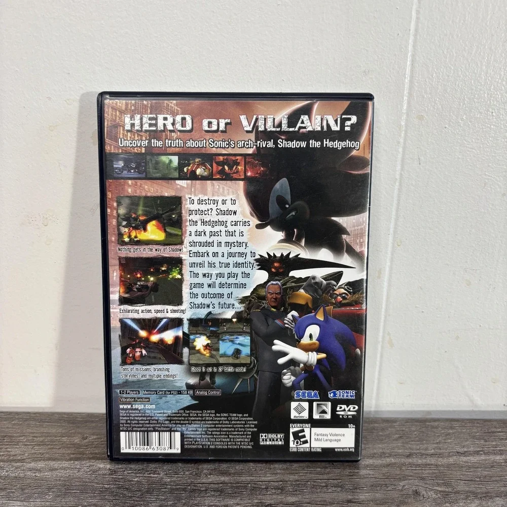 Shadow The Hedgehog Sony PlayStation 2 PS2 Game CIB SEGA E10+ NTSC 2005 Action